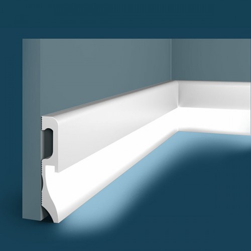 Плинтус из дюрополимера с подсветкой Cosca Decor PX033 Белый 100*18 ...